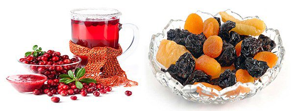 клюква, сухофрукты